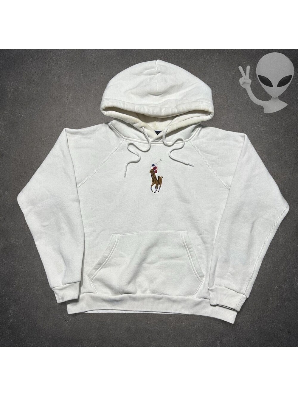 Polo Ralph Lauren Big Pony Hoodie Women's M White Center Logo Preppy Top